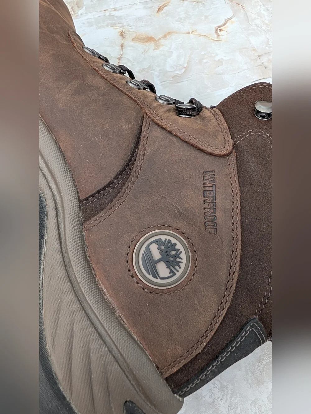 Timberland Men's Brown Leather Hiking Boots Waterproof Sz 12w